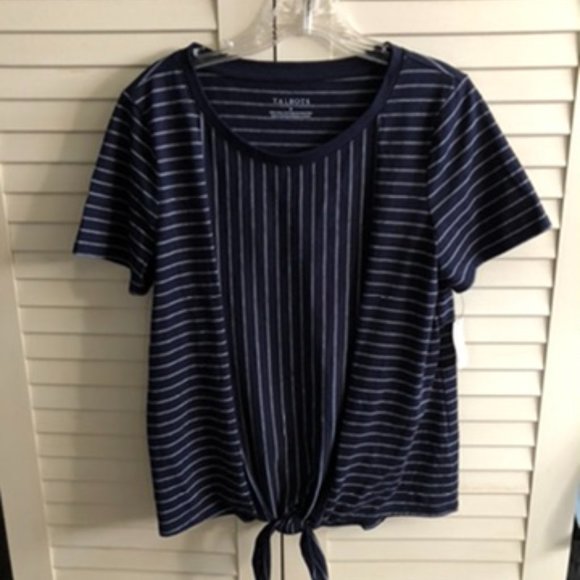 Women's Talbots Striped Short Sleeve Top  M  New - Picture 1 of 8